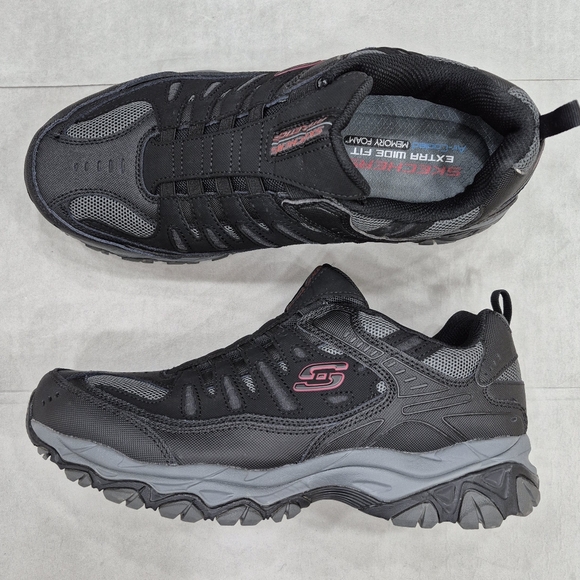 Skechers After Burn slip-on sneakers men's 11 black gray extra wide fit 51866 - Picture 1 of 11